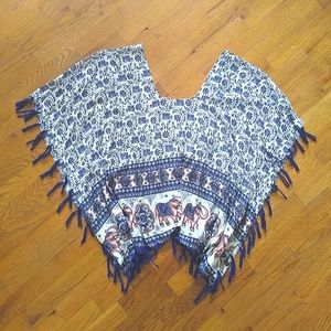 Blue & White One Size Fits All Elephant Top